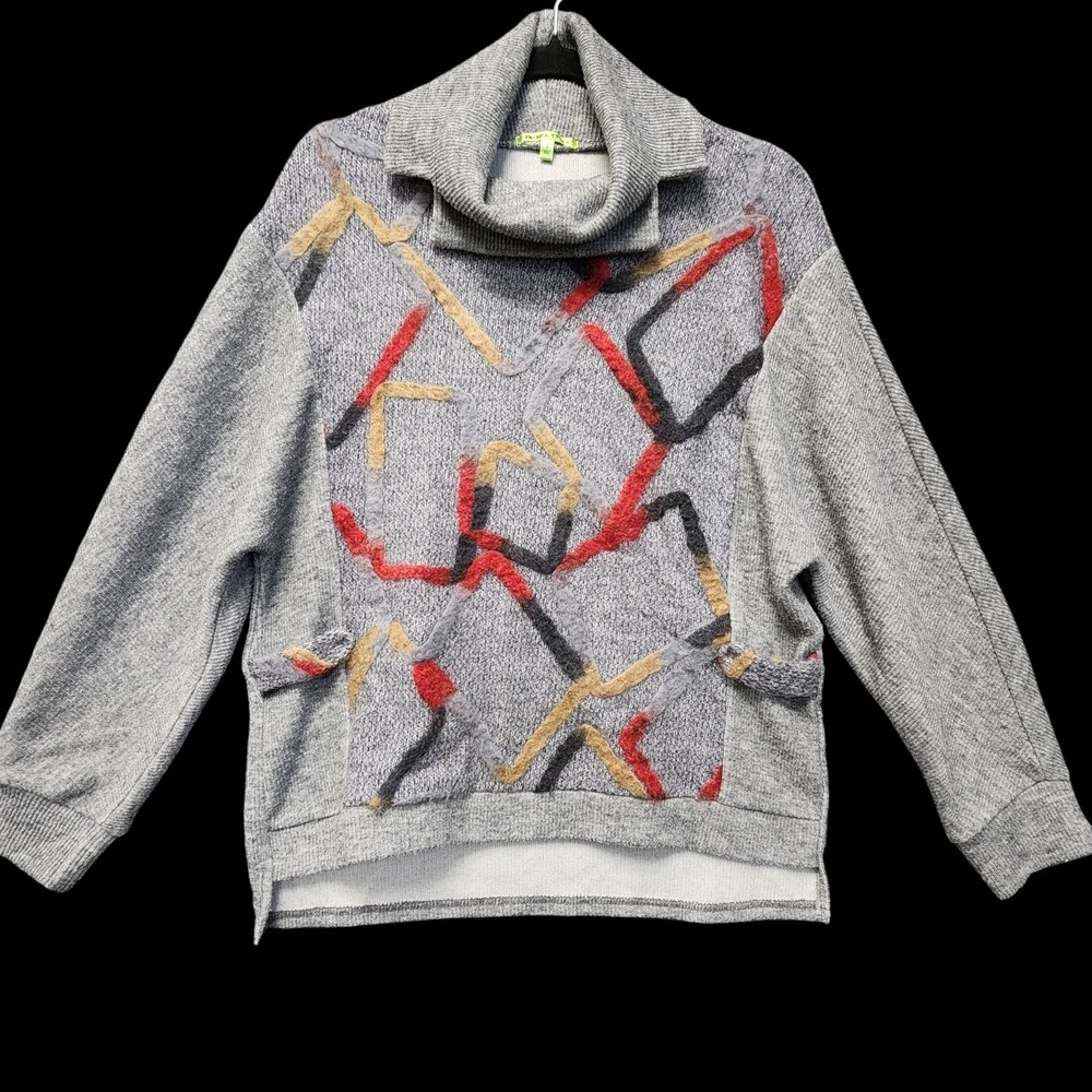 Trisha Tyler Sweater Womens S Oversized Soft Textured Knit Gallery Chic Abstract